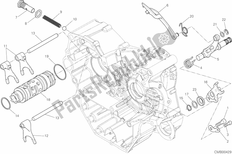 Alle onderdelen voor de Schakelnok - Vork van de Ducati Hypermotard Hyperstrada 939 Thailand 2016
